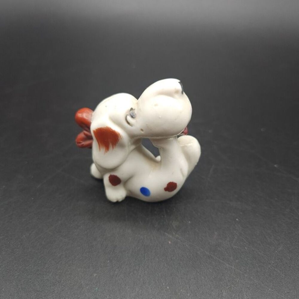 Vintage Miniature Dog with Pipe Figurine Made in Japan Spots